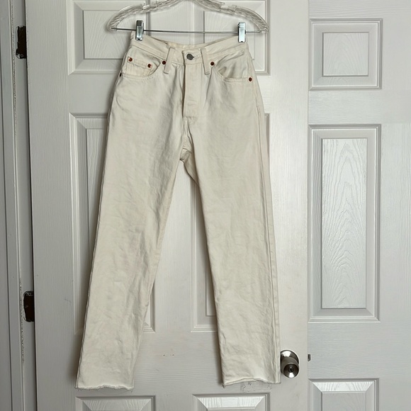 Levi’s 501 Original Off White Straight Leg Jeans 24 - Picture 1 of 7